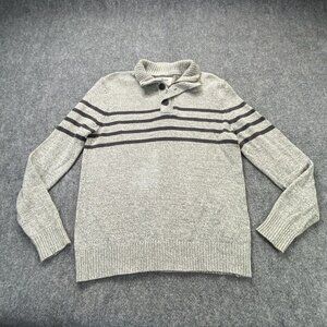 Urban Pipeline Sweater Men M Gray Striped Preppy Y2K Academia Streetwear Grunge
